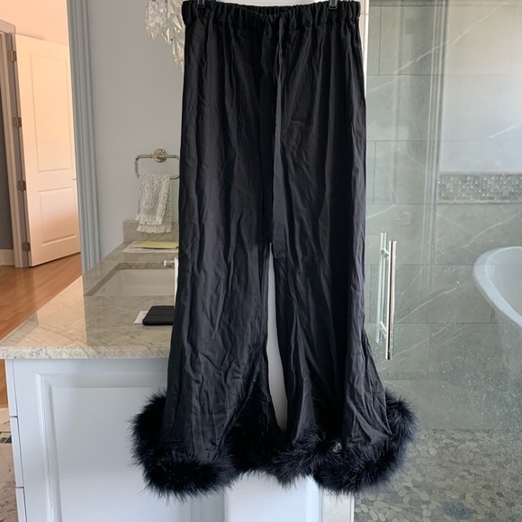 Sleeper Boudoir Feather Trim Flared Trousers - Picture 9 of 12